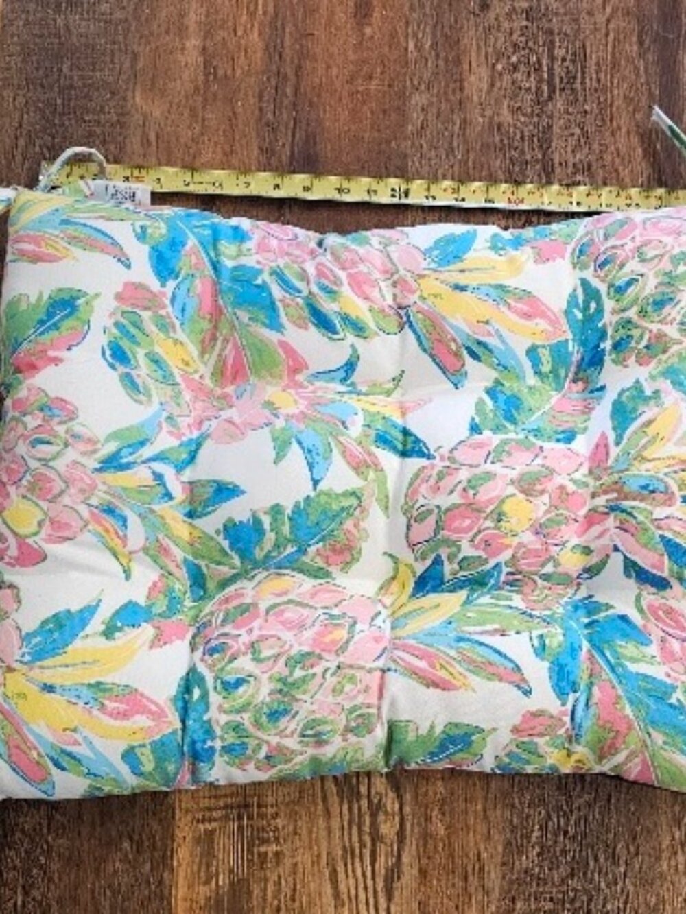 RSH Restoration Hardware Patio Cushion Pink Blue PIneapple ~ 22.5" x 19" x 4"